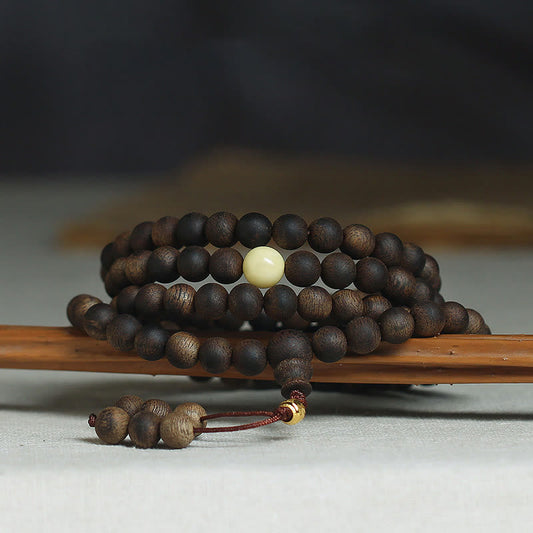 Piedras de Buda 999 oro Tarakan 108 cuentas Mala madera de agar ámbar alejar los espíritus malignos pulsera 