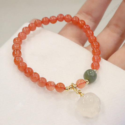 Pulsera de confianza con piedras de Buda, ágata roja, calcedonia y pata de gato de jade