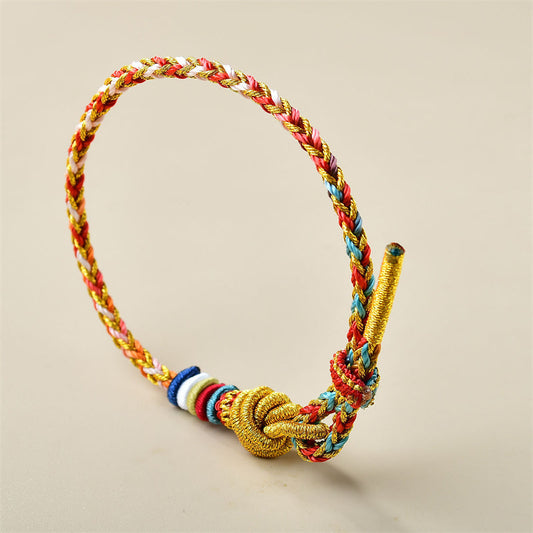 Pulsera trenzada de cuerda curativa dorada colorida hecha a mano con piedras de Buda 