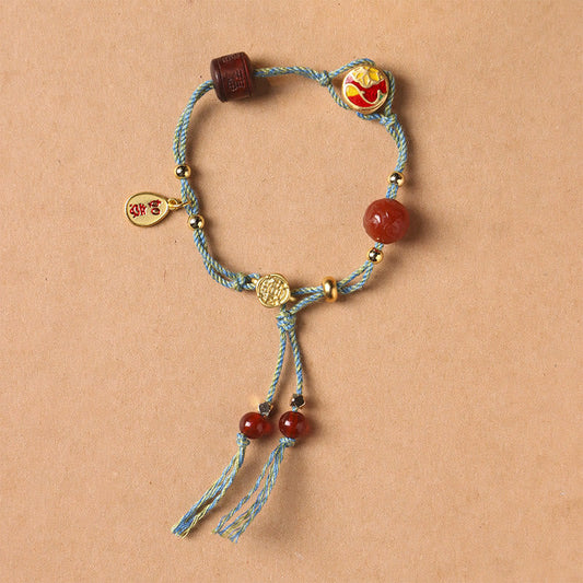 Buddha-Steine, handgefertigt, glückverheißende Wolken, Hetian Jade, Fu-Charakter, Glücksseil-Armband