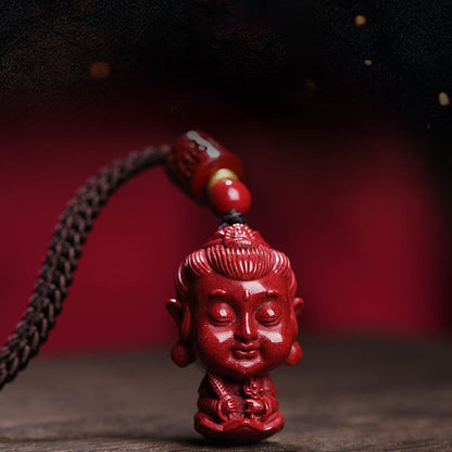 Collar con colgante de cinabrio natural con piedras de Buda del zodíaco chino para alejar los malos espíritus.