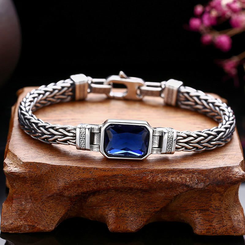 Pulsera con hebilla de riqueza curativa con diseño trenzado de quilla de dragón acrílico azul retro de Buda 