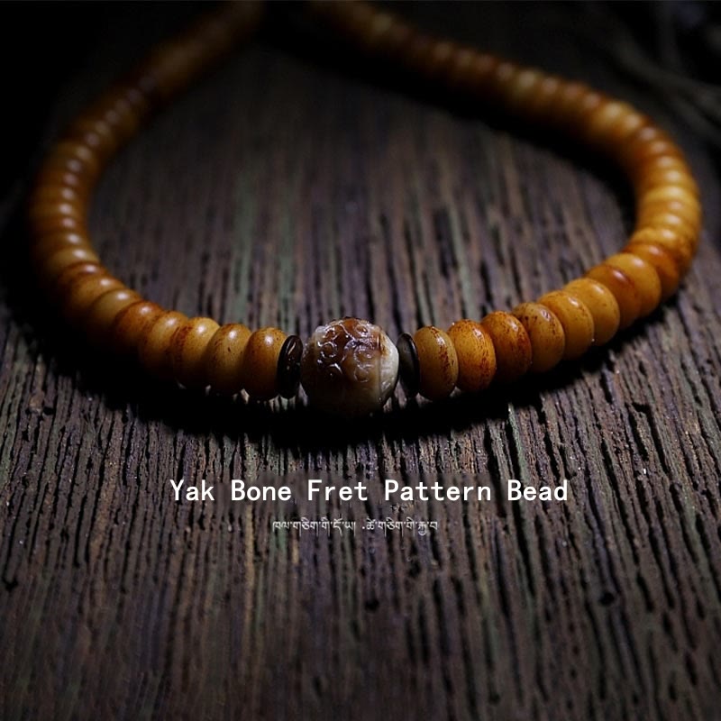 Pulsera tibetana de 108 cuentas Mala de hueso de yak con tres ojos de Dzi y piedras de Buda para alejar los malos espíritus.