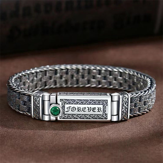 Pulsera de cobre con diseño floral de la dinastía Tang con piedras de Buda tibetanas Om Mani Padme Hum 