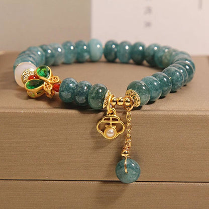 Buddha Stones Jade White Agate Butterfly Abacus Beads Abundance Bracelet
