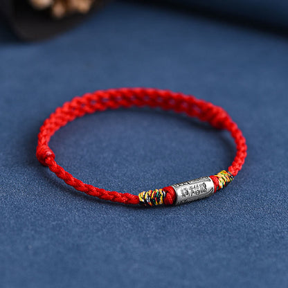 Pulsera tobillera de protección y fuerza con diseño "Todo va bien" de Buddha Stones, hecha a mano en plata de ley 925. 