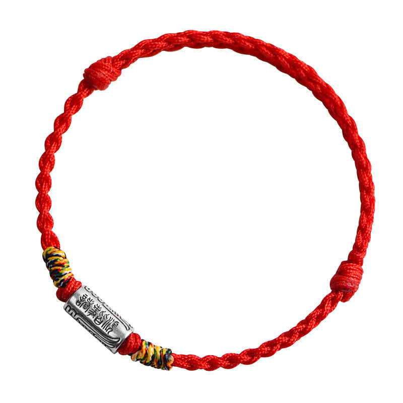 Pulsera tobillera de protección y fuerza con diseño "Todo va bien" de Buddha Stones, hecha a mano en plata de ley 925. 