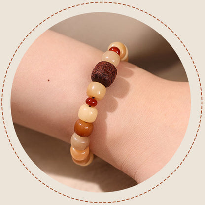 Pulsera de sabiduría Om Mani Padme Hum con semillas de Bodhi naturales de Buda y el Señor del Bosque Cadáver