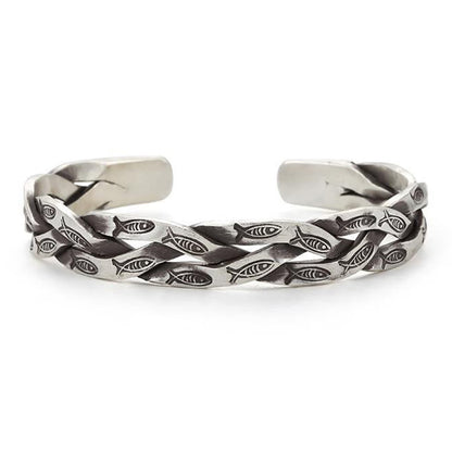 Brazalete con diseño retorcido de pez koi y piedras de Buda para la suerte y la riqueza