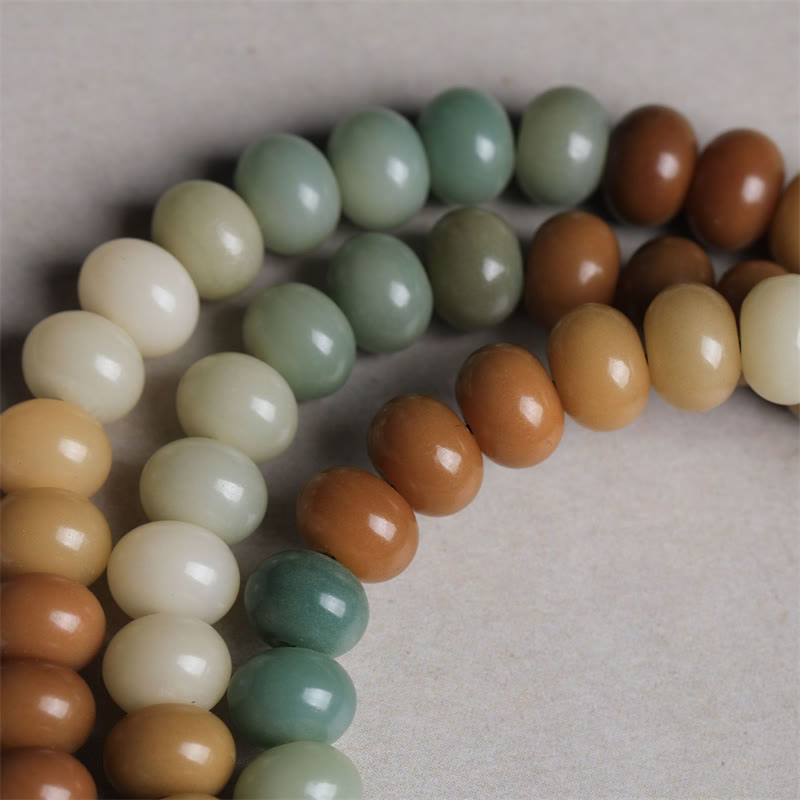 Pulsera de la paz grabada a mano con 108 cuentas de mala y semillas de Bodhi degradadas de Buda