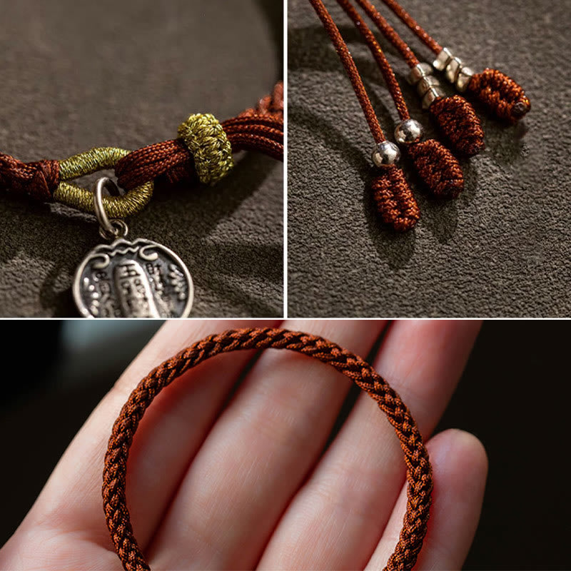 Pulsera trenzada de plata de ley 925 con cinco direcciones, dioses de la riqueza y la protección de la suerte, hecha a mano con piedras de Buda 