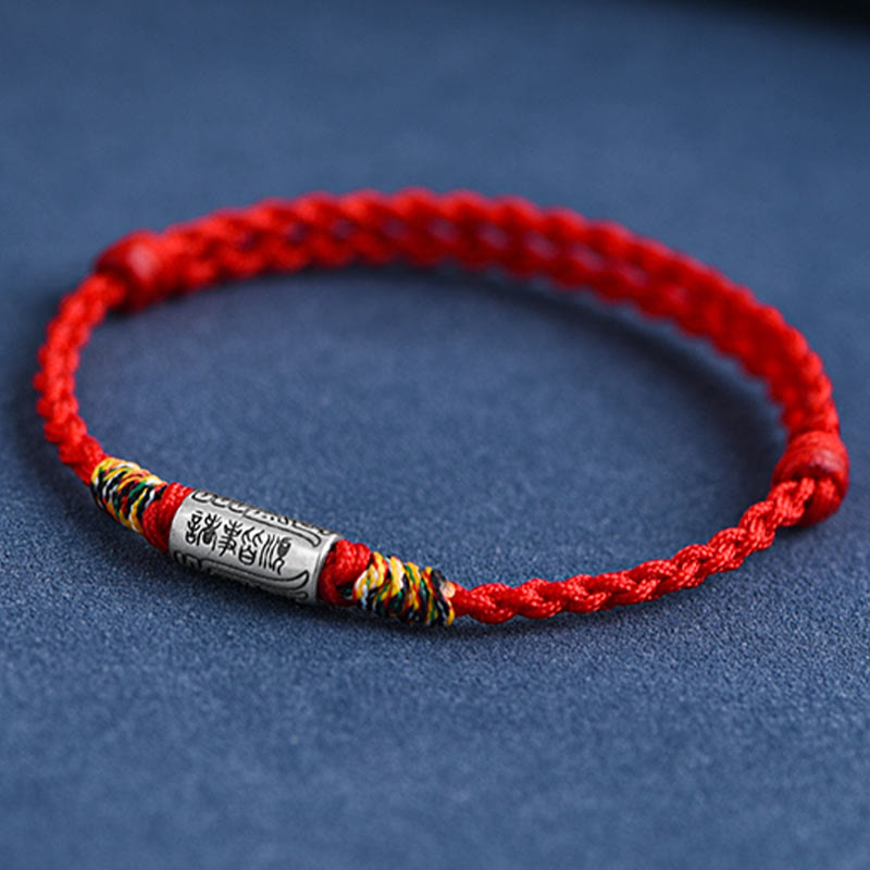 Pulsera tobillera de protección y fuerza con diseño "Todo va bien" de Buddha Stones, hecha a mano en plata de ley 925. 