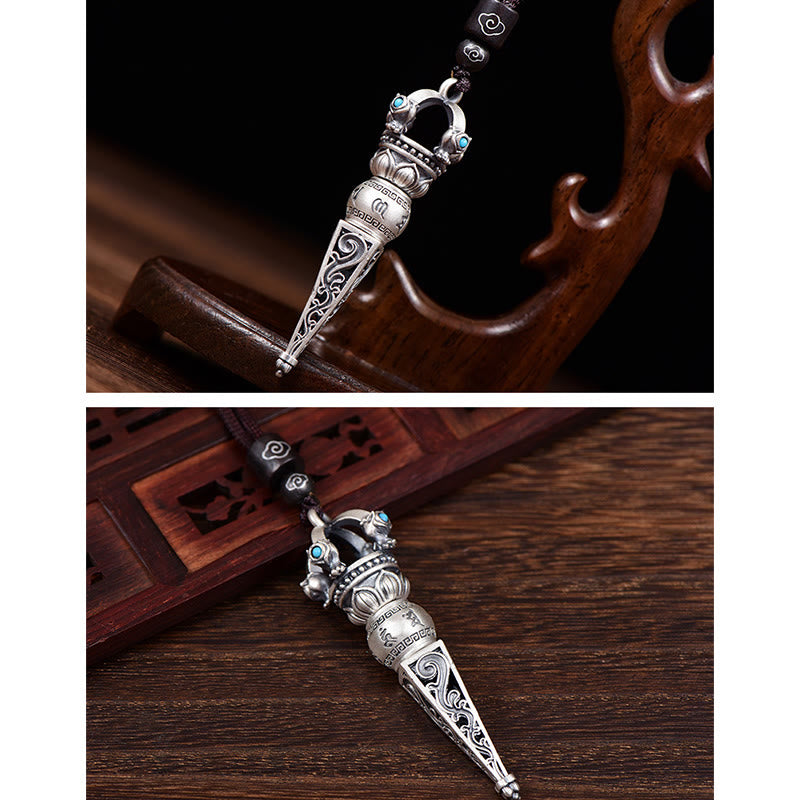 Colgante de collar giratorio con diseño de sabiduría de Buda, Om Mani Padme Hum tibetano, Dorje Vajra
