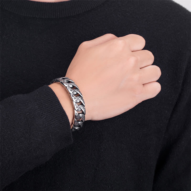 Pulsera de acero de titanio con piedras de Buda y mantra Om Mani Padme Hum tibetano 