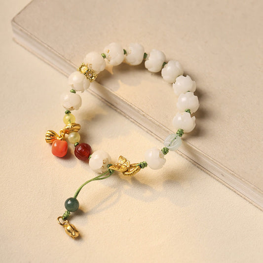 Pulsera de paz y armonía con cuentas de calabaza, semillas de bodhi naturales y piedras de Buda