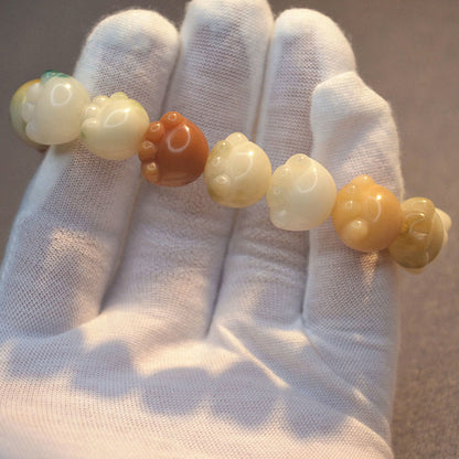 Pulsera de piedras de Buda con semillas de Bodhi multicapa y linda huella de gato para una armonía tranquila