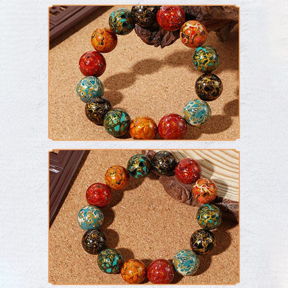Pulsera de cuentas de laca multicolores naturales de Buda 
