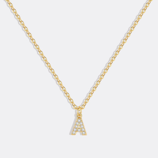Gold Vermeil Pavé Uppercase Initial Necklace