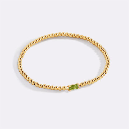 Gold Vermeil Beaded Birthstone Bracelet