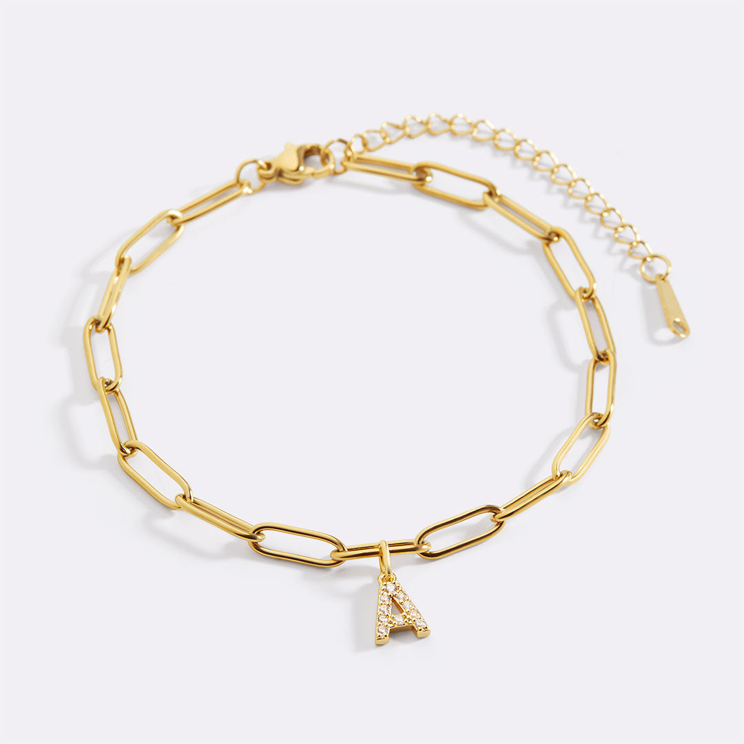 Paperclip Pave Initial Armband