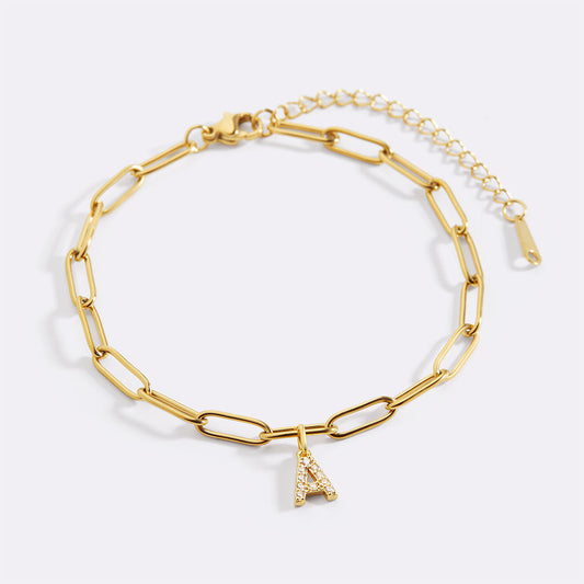 Paperclip Pave Initial Armband