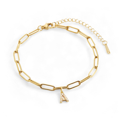Paperclip Pave Initial Armband