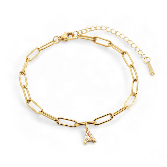 Paperclip Pave Initial Armband