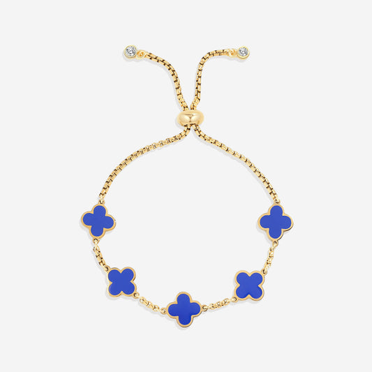 Navy Clover Enamel Bracelet