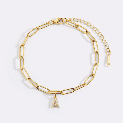 Paperclip Pave Initial Armband
