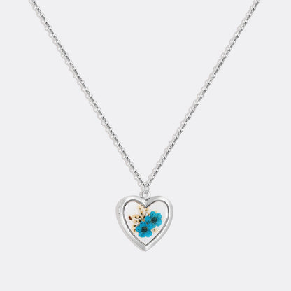 Handmade Pressed Flower Photo Heart Locket