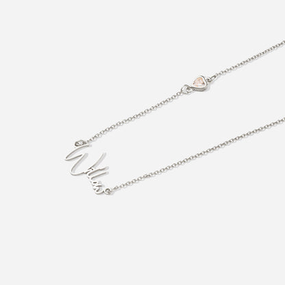 Moderne Namenskette mit Herz-Diamant-Akzent
