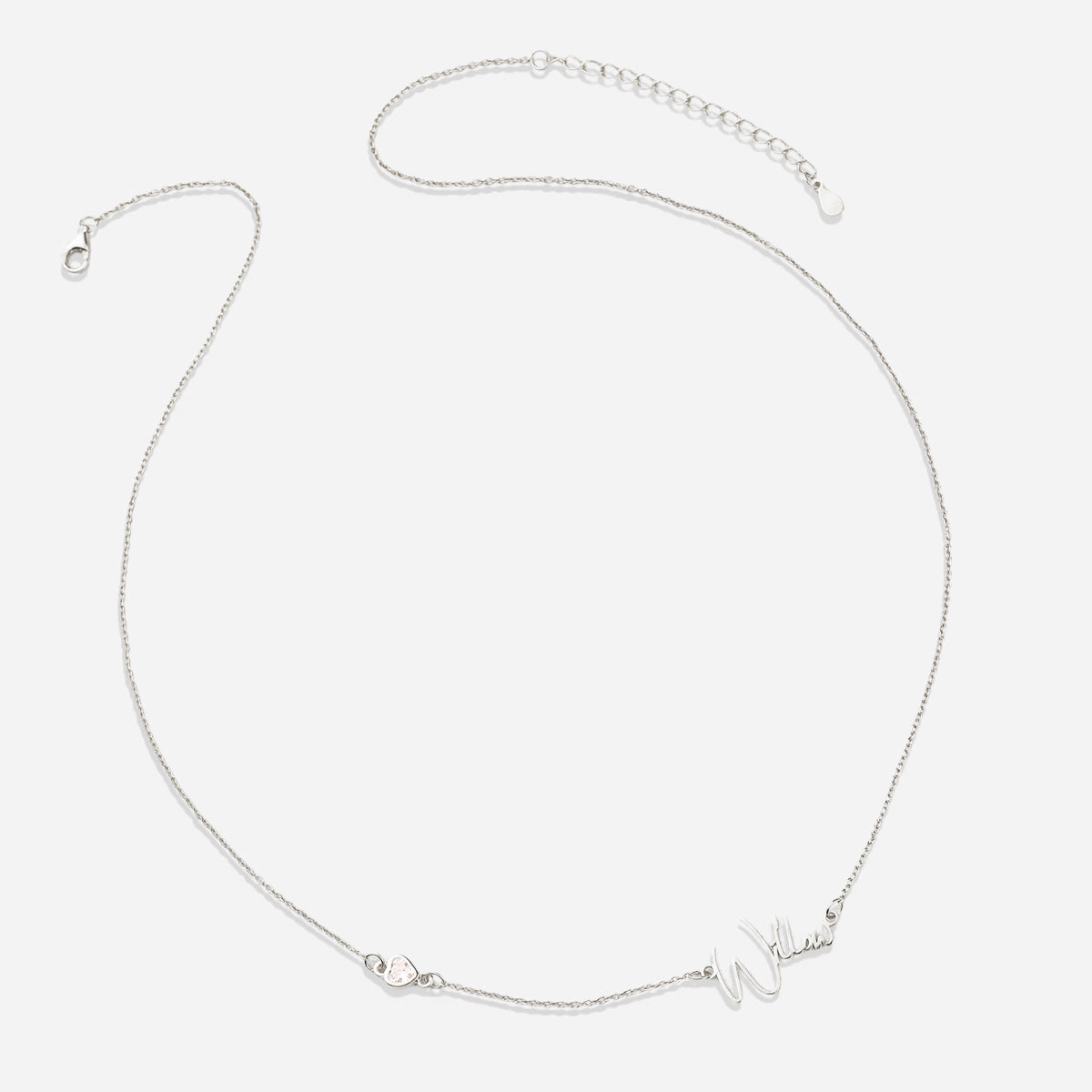 Moderne Namenskette mit Herz-Diamant-Akzent