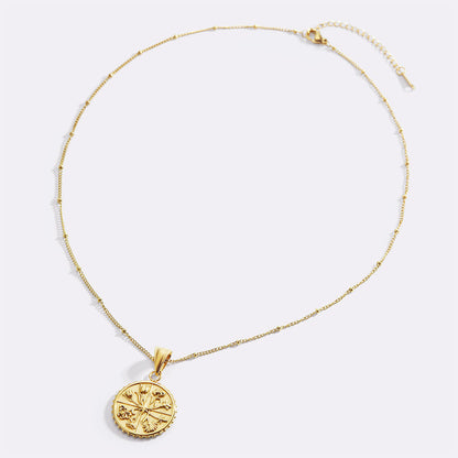 Floral Coin Pendant Necklace