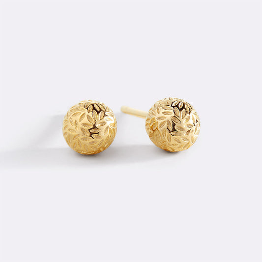 Textured Gold Ball Studs