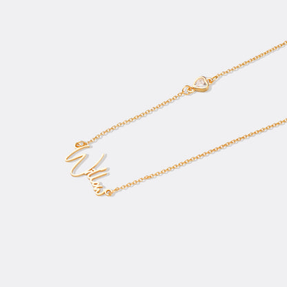 Moderne Namenskette mit Herz-Diamant-Akzent