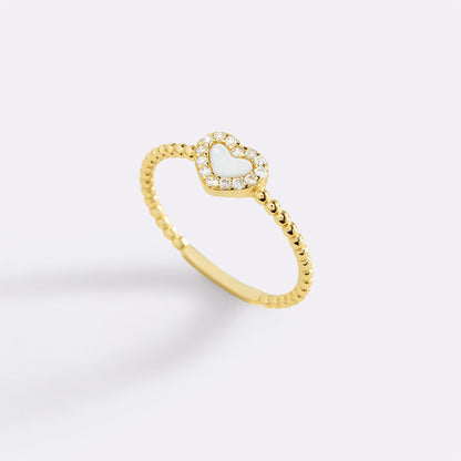 Tiny Gemstone Heart Ring