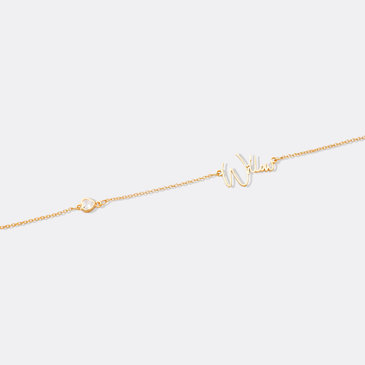 Moderne Namenskette mit Herz-Diamant-Akzent