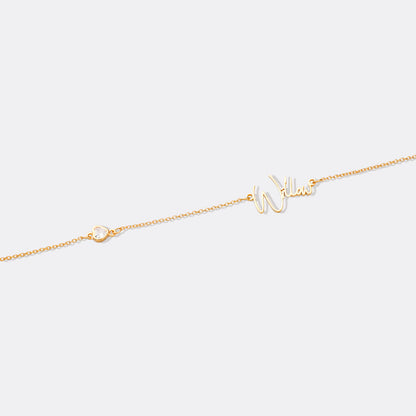 Moderne Namenskette mit Herz-Diamant-Akzent