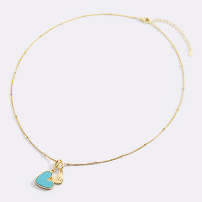 Turquoise Initial Heart Necklace
