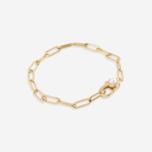 Paperclip Bracelet with Pearl Accent