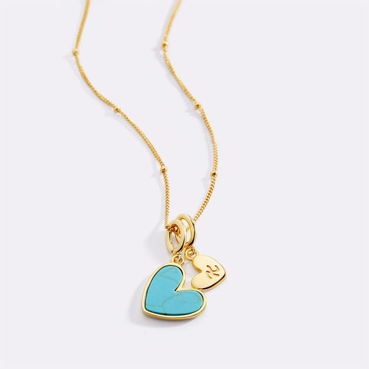 Turquoise Initial Heart Necklace
