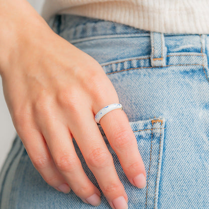 Blue Porcelain Dome Ring