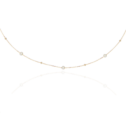 Gold Five Pearl Satellite Necklace