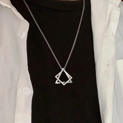 Geometric Triangle & Square Pendant Necklace