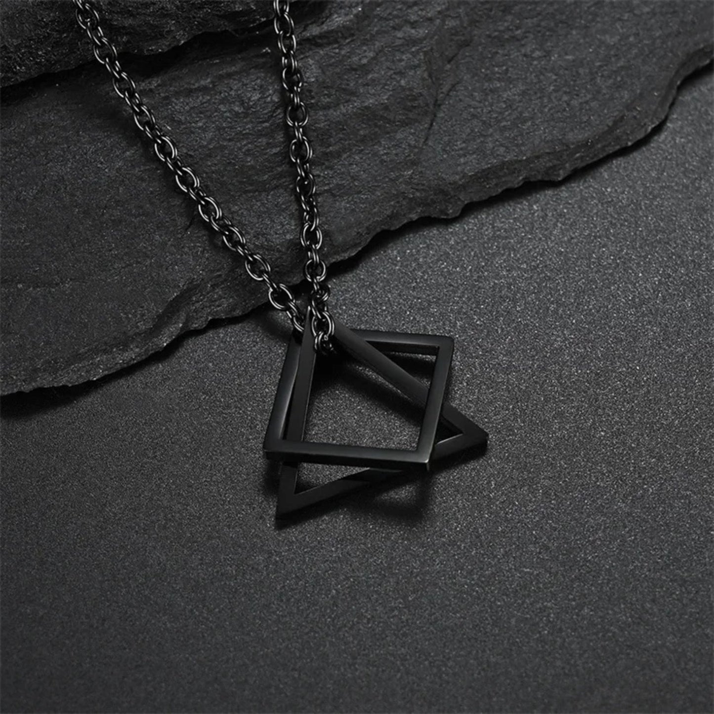 Geometric Triangle & Square Pendant Necklace