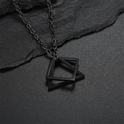 Geometric Triangle & Square Pendant Necklace