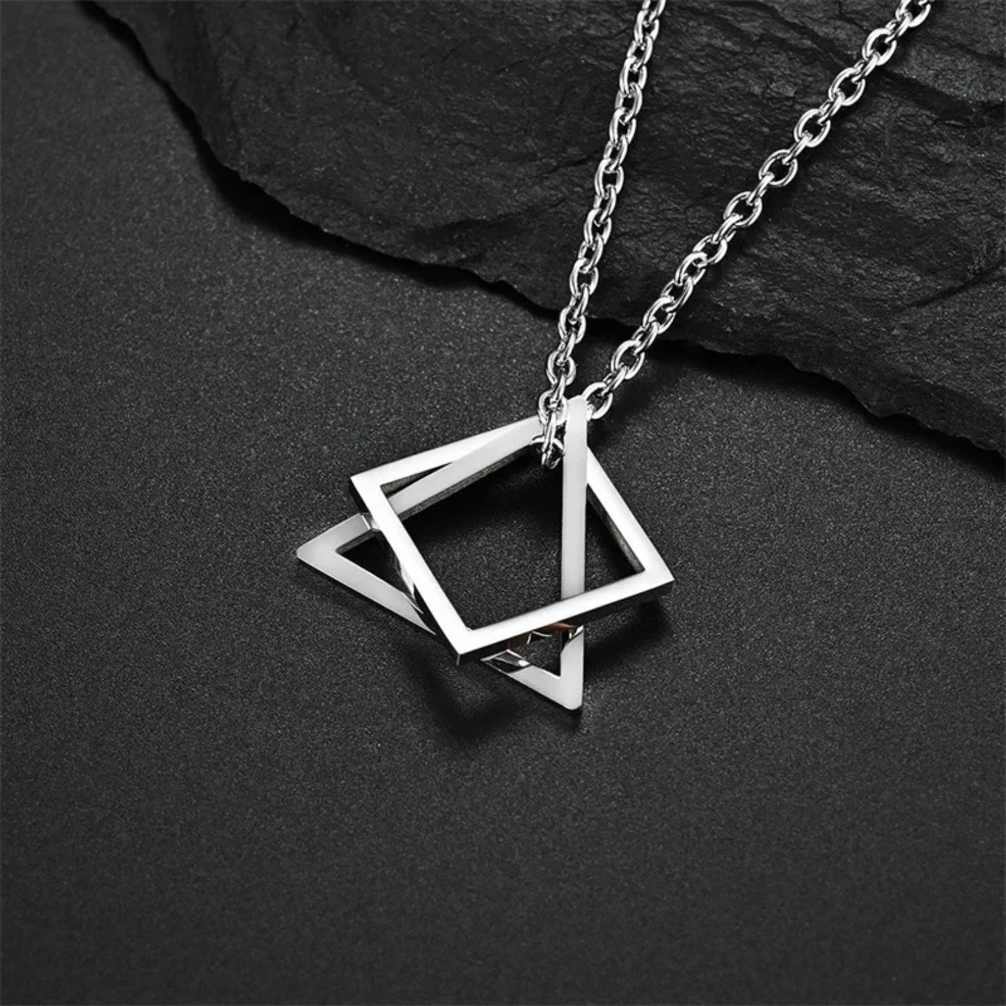 Geometric Triangle & Square Pendant Necklace