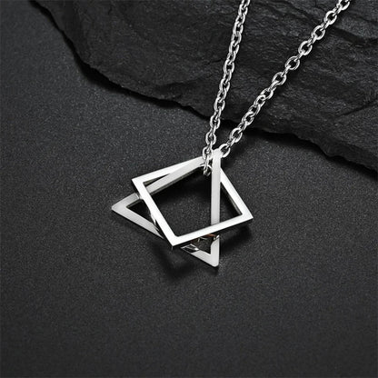Geometric Triangle & Square Pendant Necklace