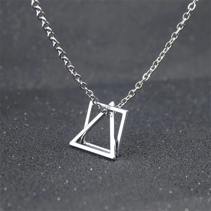 Geometric Triangle & Square Pendant Necklace