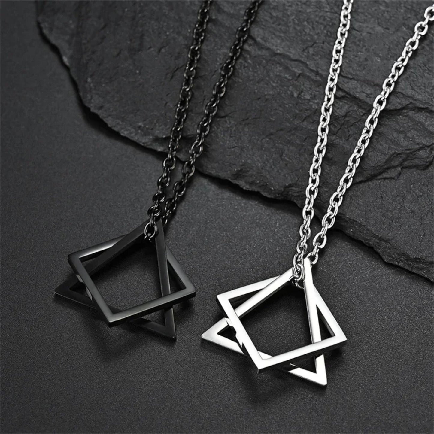 Geometric Triangle & Square Pendant Necklace